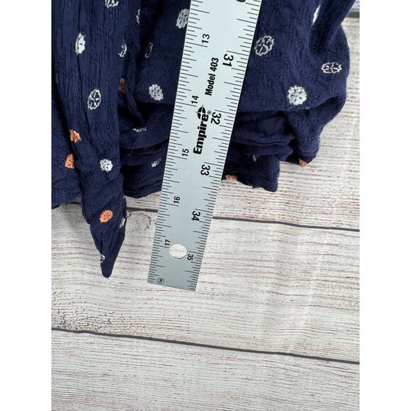Ett:Twa Anthropologie Button Up Romper Women's Large Navy Blue Sanddollar Print - Picture 10 of 10